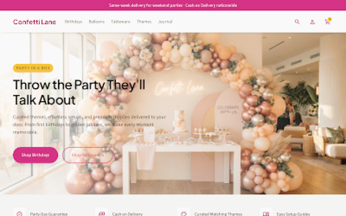 Confetti Lane storefront preview