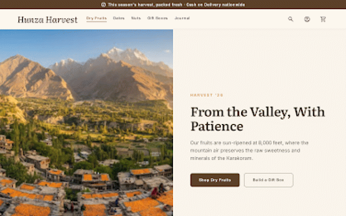 Hunza Harvest storefront preview