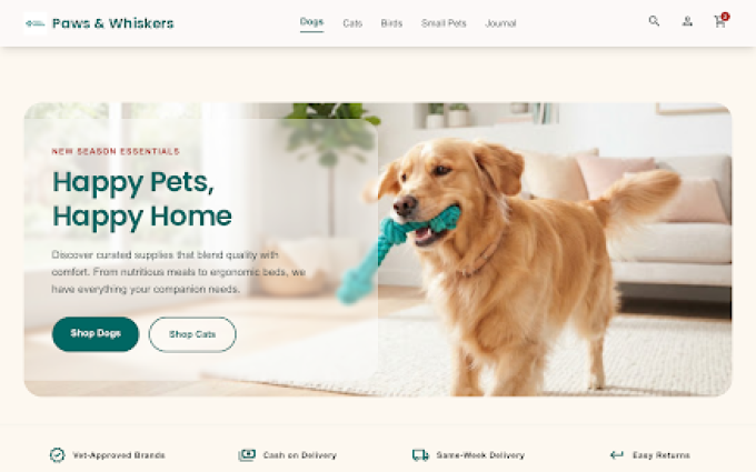 Paws & Whiskers storefront preview