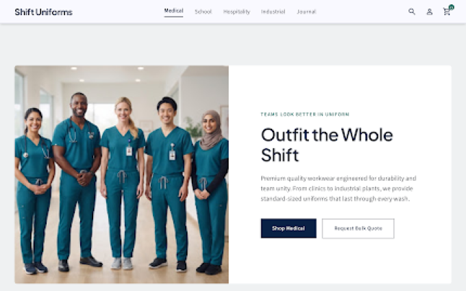 Shift Uniforms storefront preview